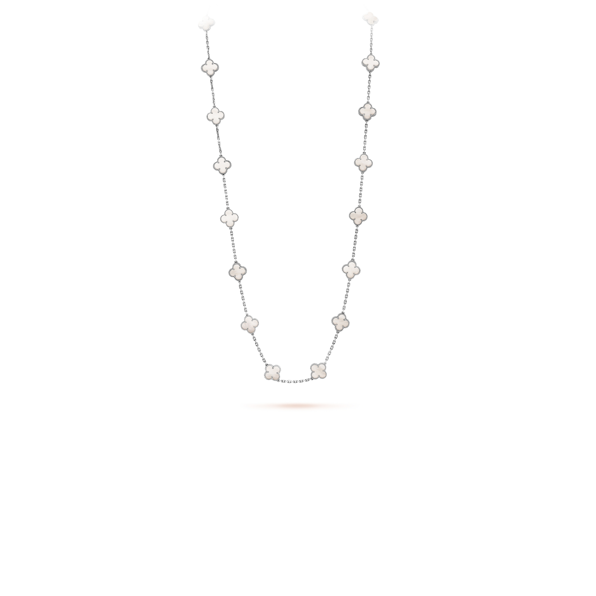 V*N CL*F arpels vintage alhambra long necklace, 20 motifs - white gold, mother-of-pearl  vcarf48800